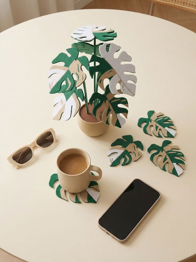 Portavasos Planta Monstera de Mesa Set X6 Unidades - 2